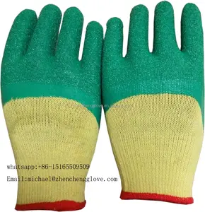 عالية الجودة قبضة كبيرة الأخضر اللاتكس المغلفة قفاز العمل/البناء قفازات أمان/Luvas/Guantes/En388