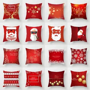 OEM Newest 16*16 Merry Christmas Decoration For Home Christmas Ornaments Christmas Deer Pillows Covers