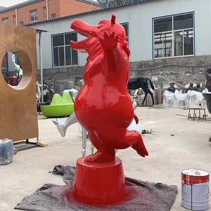 Escultura artística de fibra de vidrio para Plaza de la calle, estatua de baile de <span class=keywords><strong>hipopótamo</strong></span>, chica bailarina de jardín, Animal, <span class=keywords><strong>hipopótamo</strong></span> - Product Image 3