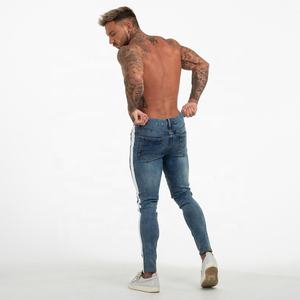 <span class=keywords><strong>Jeans</strong></span> da <span class=keywords><strong>Uomo</strong></span> Gingtto Personalizzati, Blu Lavato, Taglio Dritto, Vita Media, Comodi, <span class=keywords><strong>Elasticizzati</strong></span>, Skinny - Product Image 1