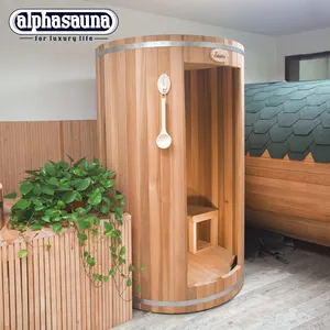 Wooden personal steam cabinet, sauna cabinet, 2 persons barrel sauna