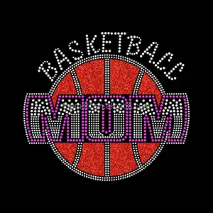 Logo Kustom Glitter Cetak Panas Transfer Ibu Basket Motif