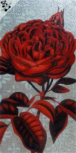 MB SMM15-B Mosaico in Vetro con Disegno Floreale Rosa Rossa Piastrella Decorativa Murale - Product Image 2