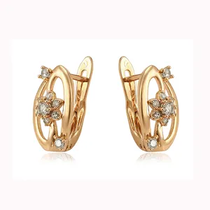 97808 xuping jewelry fashion flower shaped earrings popular huggie earrings with 18k gold plated for women