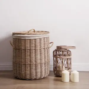 China Lieferanten Günstige Lagerung Rattan Wicker Willow Wäsche korb Mit Deckel