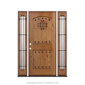 Stile Europeo moderno di pino di cedro legno massello singolo porte di ingresso per tempesta porta