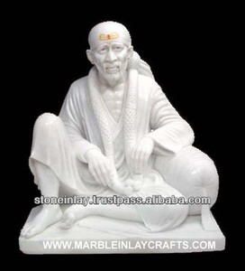 Statue de Shirdi Sai Baba en marbre blanc pur - Product Image 1