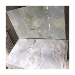 SH STONE Light <strong>Blue</strong> Sky White Clouds Marble Stone Backlit Onyx With Green Veins for Counter Top Floor Tile Wall <strong>Strip</strong>