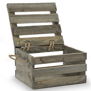 Antigua caja de madera caja de almacenamiento con la tapa oscilante - Product Image 4