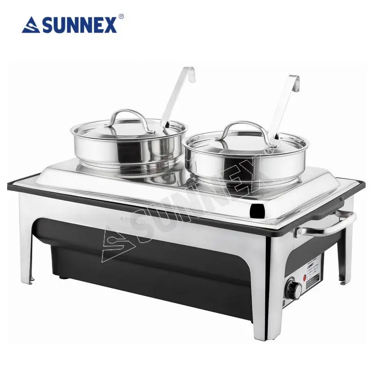 Sunnex Rvs Catering Chafer Voedsel Warmer 4LTR X 2 Bain Marie En Soep Komfoor