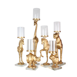 Decoración del sostenedor de vela de cristal de las estatuas del elefante del oro de la resina con la base cristalina - Product Image 4