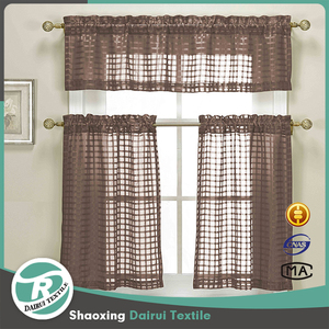 DaiRui <span class=keywords><strong>tenda</strong></span> da <span class=keywords><strong>cucina</strong></span> trasparente 3 pezzi con Design a quadri 1 mantovana 2 pannelli - Product Image 5