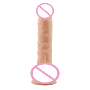 7,5 Inci Dildo Hitam Super Lembut Kulit Domba Seperti Hidup dengan Urat Terasa Kulit Asli Dildo Realistis dengan Cangkir Isap