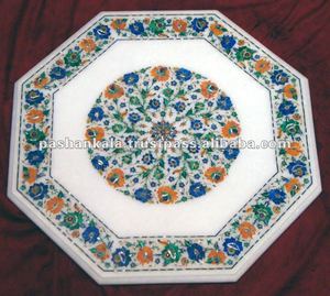 Tablero Decorativo de Diseño Antiguo con Incrustaciones de Mármol Blanco - Product Image 1
