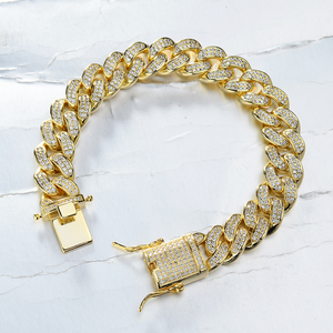 Design Männer CZ Iced Out 14 Karat vergoldete Kette Neues <span class=keywords><strong>Rolo</strong></span> Armband - Product Image 6