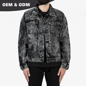 OEM 2018 定制高品质时尚时尚无品牌黑色酸洗卡车牛仔牛仔夹克 352