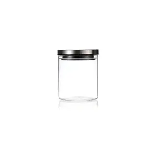 Tea storage glass jar with stainless steel lid canister GSJ-252Z