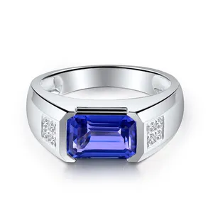 Горячая Распродажа Драгоценное кольцо драгоценный камень 2.98ct натуральный синий Танзанит 18k Золотое кольцо для мужчин Anello в 18 карат con танзанит