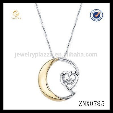 El último diseño chapado en oro rosa luna creciente 925 collar de plata esterlina