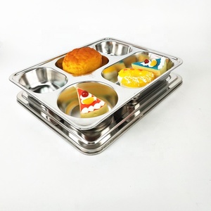 Assiette à dîner en acier inoxydable 304 <span class=keywords><strong>Thali</strong></span> Dining Restaurant Assiette Plateau 5 compartiments Boîte à lunch Mess Plateau - Product Image 3