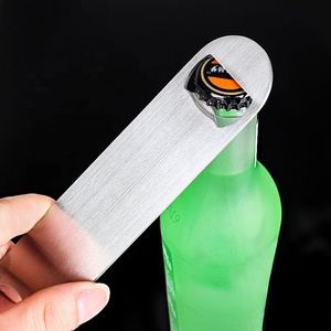 Ouvre-bouteille de bière en acier inoxydable, lame de Bar avec Logo personnalisé, métal brossé blanc, 1 pièce - Product Image 4