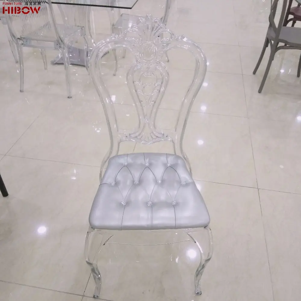 Hibow location d'événements de mariage en cristal en plastique PC chaise De Luxe Pas Cher mariage événement fête de pédicure de salon D'hôtel de Restaurant de salon