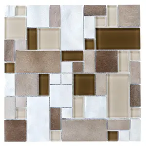 Metal Elements Cubes Mosaic Glass and Metal Wall Tiles