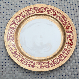 Européenne style os assiette en porcelaine En Relief <span class=keywords><strong>or</strong></span> rouge ovale de table os assiette en porcelaine - Product Image 1