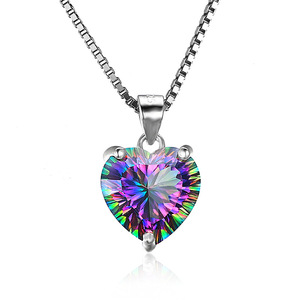 Collar con Colgante <span class=keywords><strong>de</strong></span> Corazón Cóncavo <span class=keywords><strong>de</strong></span> Cuarzo Místico al por Mayor 2018, Diseño Vintage, <span class=keywords><strong>Plata</strong></span> <span class=keywords><strong>de</strong></span> Ley 925 <span class=keywords><strong>de</strong></span> Jewelry Palace - Product Image 1