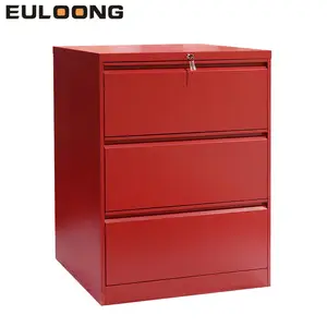 可定制的 3 抽屉红色横向钢存储文件柜