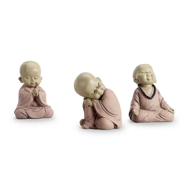 Resin Baby Buddha Statue Sitting Monks Set von 3