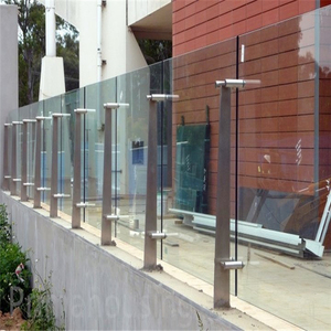 空港/ホテル用の耐久性のあるステンレス鋼フラットバーポストガラス手すり - Product Image 5