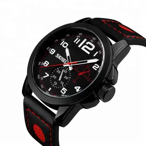 批发低最小起订量黑色skmei 9111腕带皮带男士手表