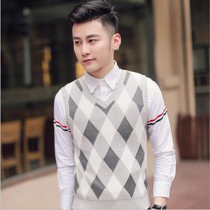 2017 hiver homme chandail, hommes col v sans manches argyle pull gilet pour hommes - Product Image 6