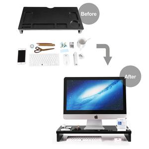 Support organisateur en bambou noir <span class=keywords><strong>pour</strong></span> moniteur, 5 pouces, avec organisateur de rangement, <span class=keywords><strong>pour</strong></span> ordinateur portable, <span class=keywords><strong>pour</strong></span> téléphone, <span class=keywords><strong>imprimante</strong></span> TV, bureau - Product Image 5