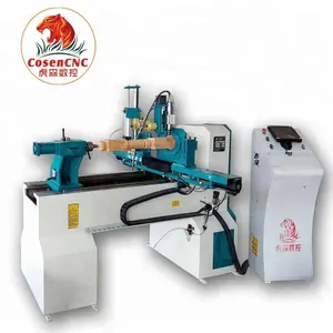 Casted lathe bed CNC WOOD LATHE MACHINE for slotting, engraving with centering set