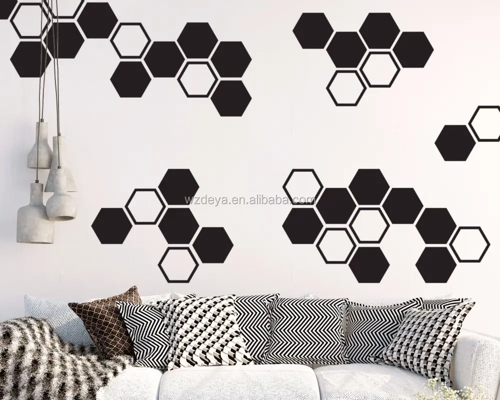 Petite Commande De Haute Qualité Amovible pépinière Hexagones Stickers Muraux En Vinyle