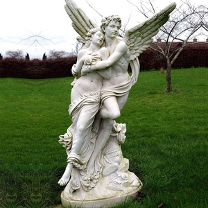 Naturel Sculpté En Marbre Blanc <span class=keywords><strong>Cupidon</strong></span> <span class=keywords><strong>et</strong></span> de Psyché Statue - Product Image 1