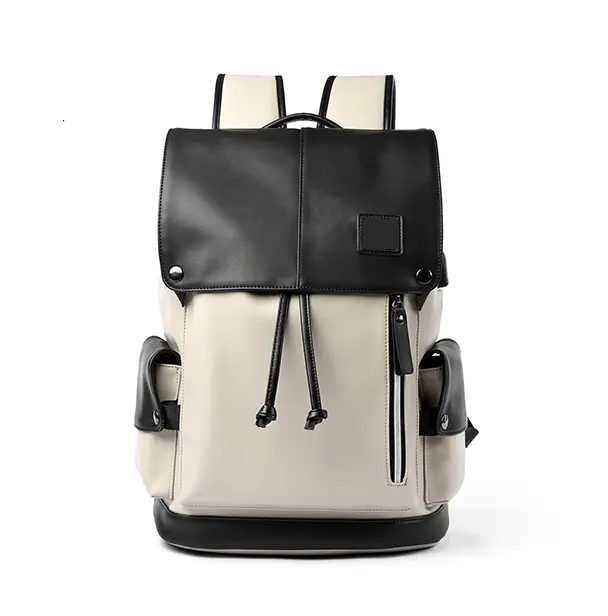 hot selling drawstring college backpack bag pu leather laptop men backpack china factory