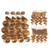 Tissage en lot brésilien naturel Body Wave brun blond ombré T1B/27 30 avec Closure