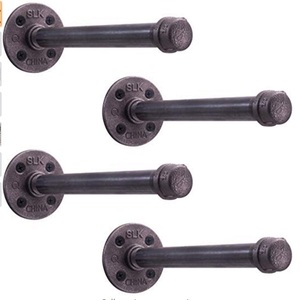 औद्योगिक दीवार माउंट लोहे के पाइप शेल्फ अलमारियों ठंडे बस्ते में डालने ब्रैकेट विंटेज रेट्रो काले DIY खुले बुकशेल्फ़ DIY भंडारण - Product Image 1