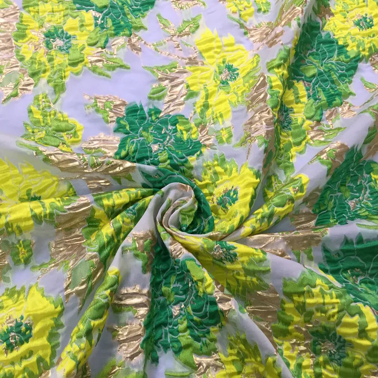 Textiel 100% polyester bloem brokaat knit jacquard tikkende stof