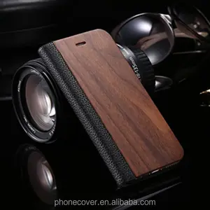 2024 Hot Selling New Products Wood Wallet Flip Cover Leather Mobile Phone Case for iPhone 12 13 14 15 Pro Max Fancy Phone Cover