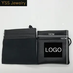 Profession elle benutzer definierte schwarze Satin Schmuck Kordel zug Geschenk beutel Tasche mit Logo-Druck JYS033