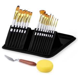 OEM professionale Set di <span class=keywords><strong>pennelli</strong></span> da 15 pezzi include coltello da <span class=keywords><strong>pittura</strong></span> acquerello spugna acrilico acquerello Gouache spazzole in Nylon - Product Image 1