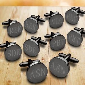 Personalizado cuadrado Gunmetal mancuernas para regalos padrinos - Product Image 3