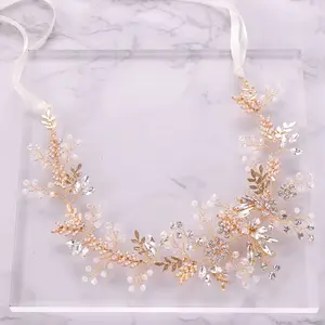 HSS6117 Hot sale alloy flowers gold color hair accessories women bridal jewelry alloy leaves bridal hair accessories wedding