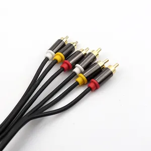 外壳重型3RCA至3RCA电缆立体声音频电缆镀金铜3 RCA公对公多媒体同轴电缆，3rca电缆1 Pcs