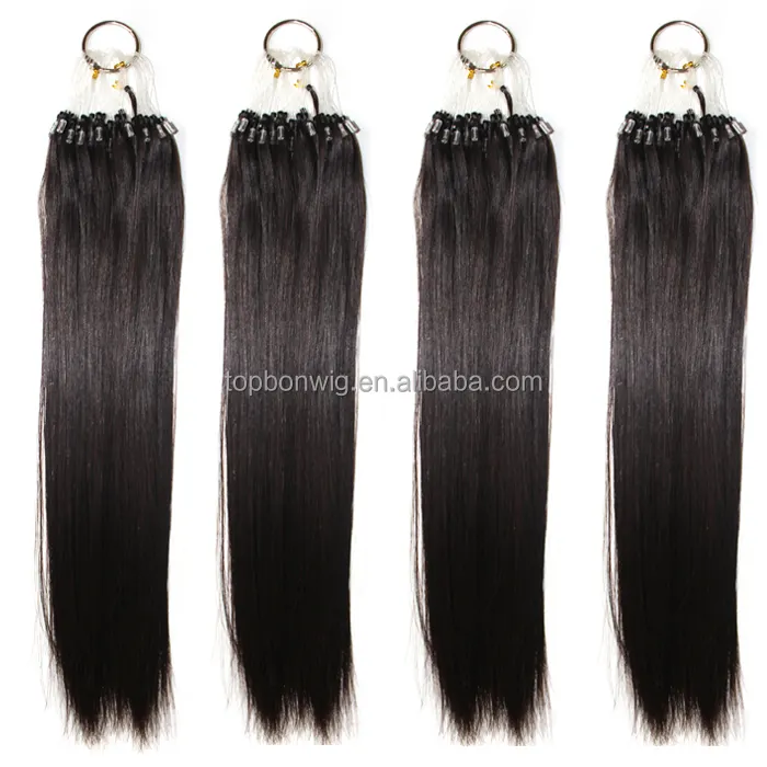 Extensión de cabello de 8-30 pulgadas, producto al por mayor, color negro, sedoso, liso, micro loop, extensión de cabello