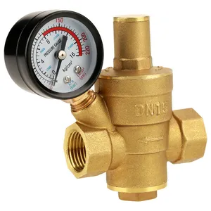 Covna Verstelbare Brass Water Drukreduceerklep En 40Mm 250 / 300 / 400 Bar Vloeistof Gevulde Manometer